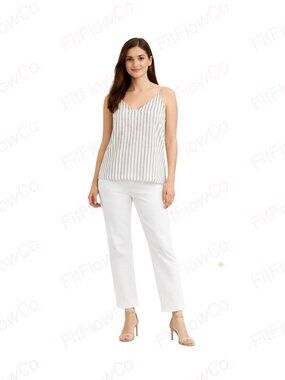 Socialite Striped Cami Top White Black Vertical Stripe Flowy Tank Size M